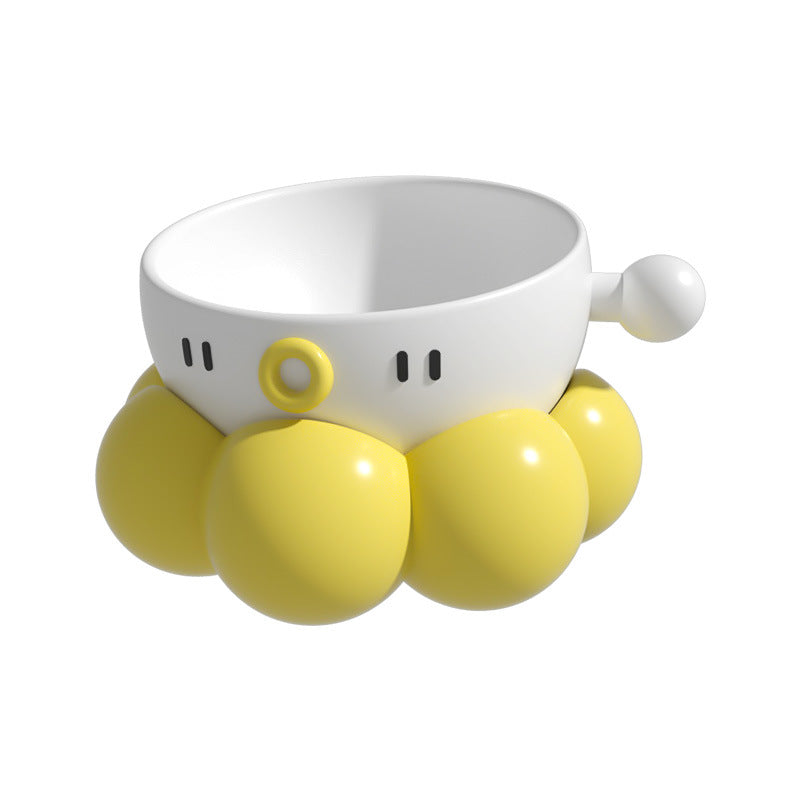 Ceramic Pet Bowl, Universal Non-Slip Cat and Dog Food Bowl, Neck Guard, Slanted Mouth Bowl, Detachable, Deepened, Anti-Splash Water Bowl Set
