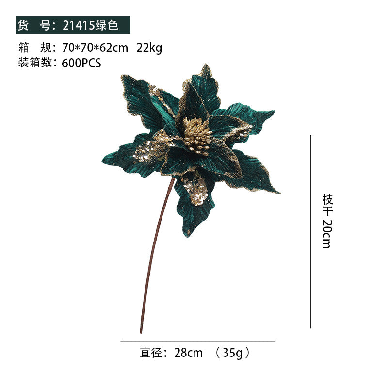 New In-Stock Handmade Powder-Adhesive Korean-Style Artificial Flowers Christmas Decorations Christmas Tree Ornaments Christmas Flowers