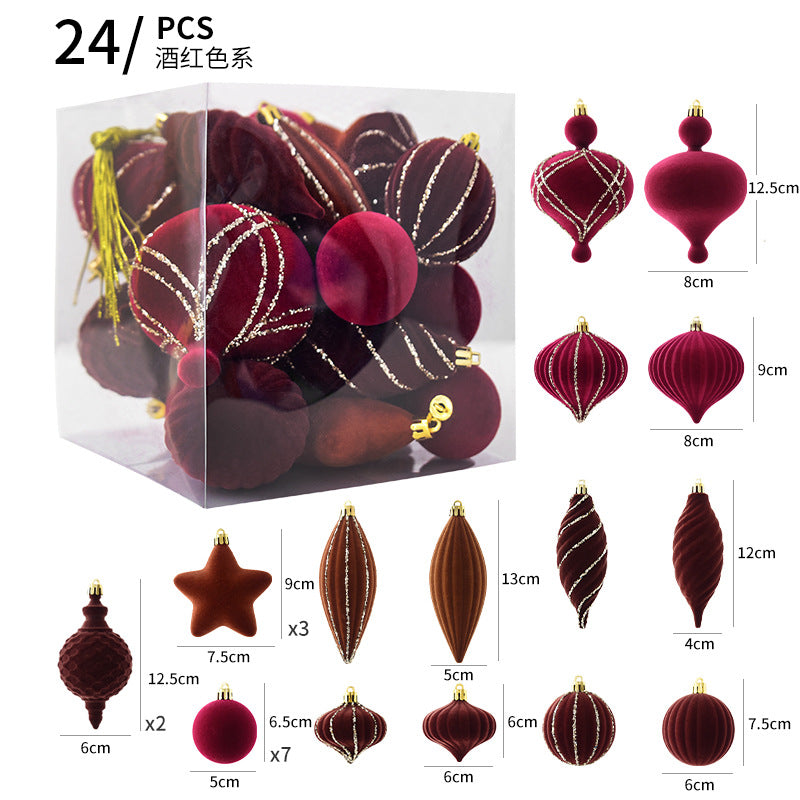 NUCHI cross-border Christmas decorations Christmas ball flocking ball Christmas ball Christmas ball Christmas tree decoration pendant
