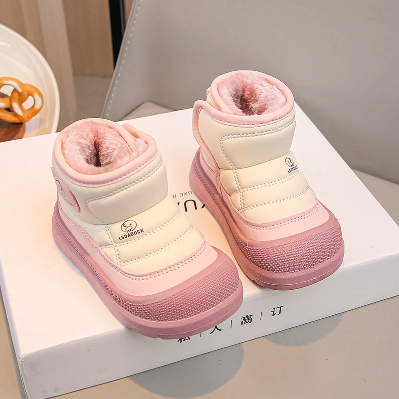 2025 New Winter Plush Snow Boots for Children Thick Warm Boy's Girl's Cotton Shoes Waterproof Kid's Winter Boots Velvet Shoe