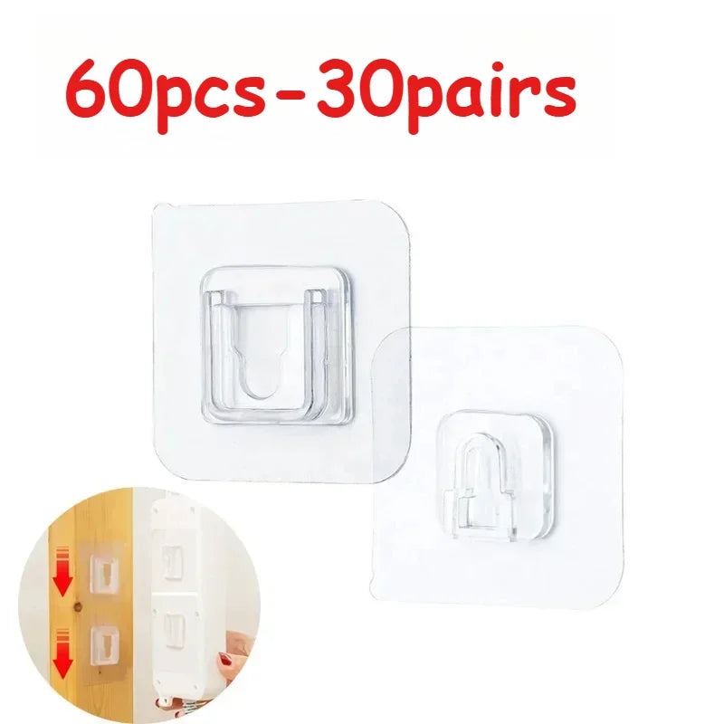 Double Sided Adhesive Wall Hooks Hanger Strong Transparent Suction Cup Storage Socket Hooks Bathroom Kitchen Bedroom Hook Kit