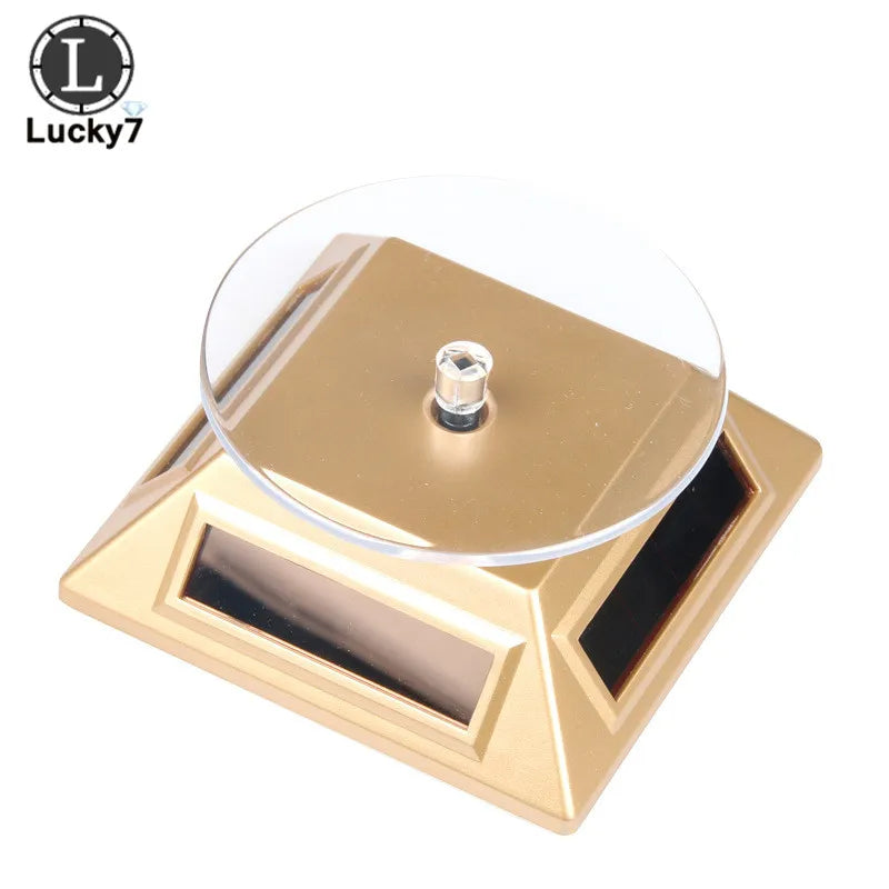 360 Turntable Solar Showcase Rotating Jewelry Watch Ring Phone Stand Display Jewelry Organizer Jewelry Display Stand 4 Colors