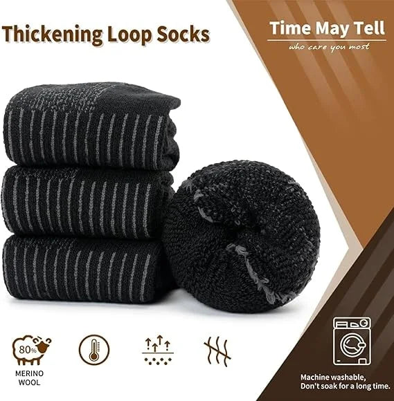 Merino Wool Thermal Socks, Suitable for Both Men and Women, 3 Pairs of Fully Cushioned Winter Boot Socks, Ideal for Hiking and Working in Cold Weather