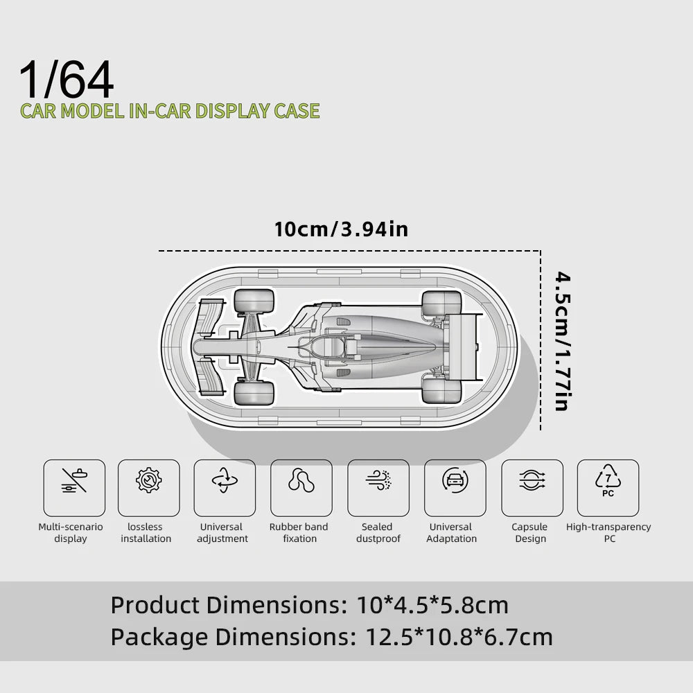 Kicarmod 1/64 Car-mounted Display Transparent Box(without car)for 1/64 Diecast Model Cars Dustproof Acrylic Showcase
