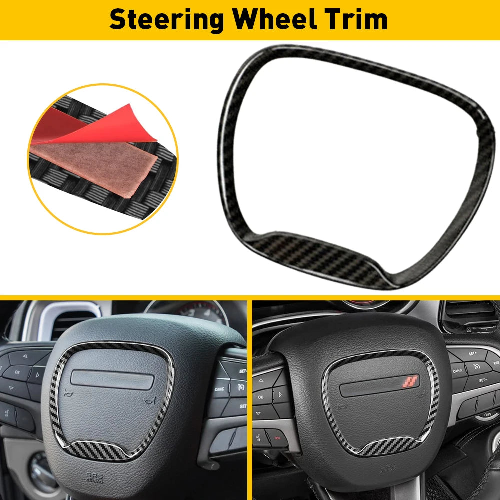For Dodge Durango Charger Challenger 2015 2016 2017 2018 2019 2020 2021 2022 Car Accessories Stickers Steering Wheel Trim Cover