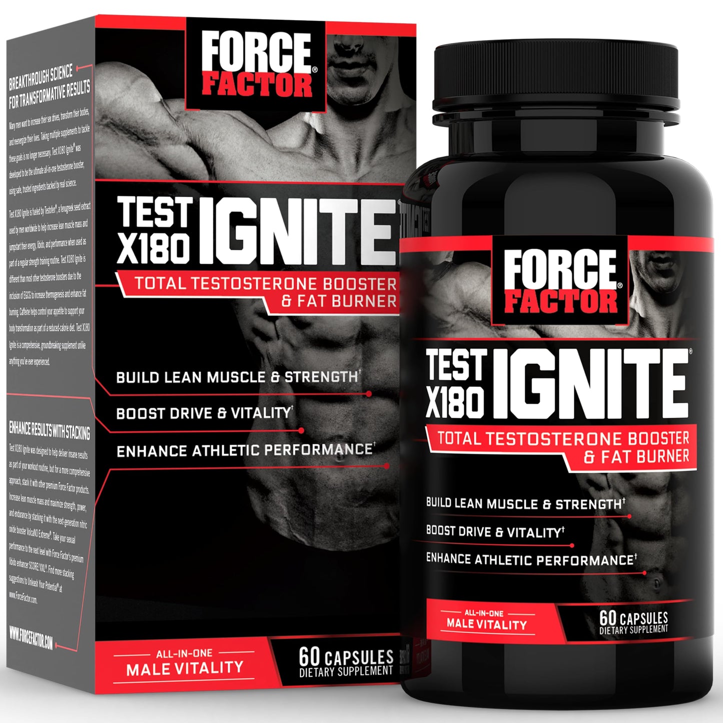 Force Factor Test X180 Gummies, Testosterone Booster Supplement for Men | with Tongkat Ali, Horny Goat Weed, Tribulus Terrestris, Fenugreek, & Black Maca, Berry Punch, 60 Gummies
