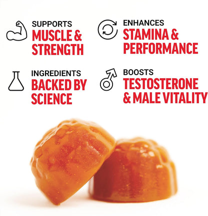 Force Factor Test X180 Gummies, Testosterone Booster Supplement for Men | with Tongkat Ali, Horny Goat Weed, Tribulus Terrestris, Fenugreek, & Black Maca, Berry Punch, 60 Gummies