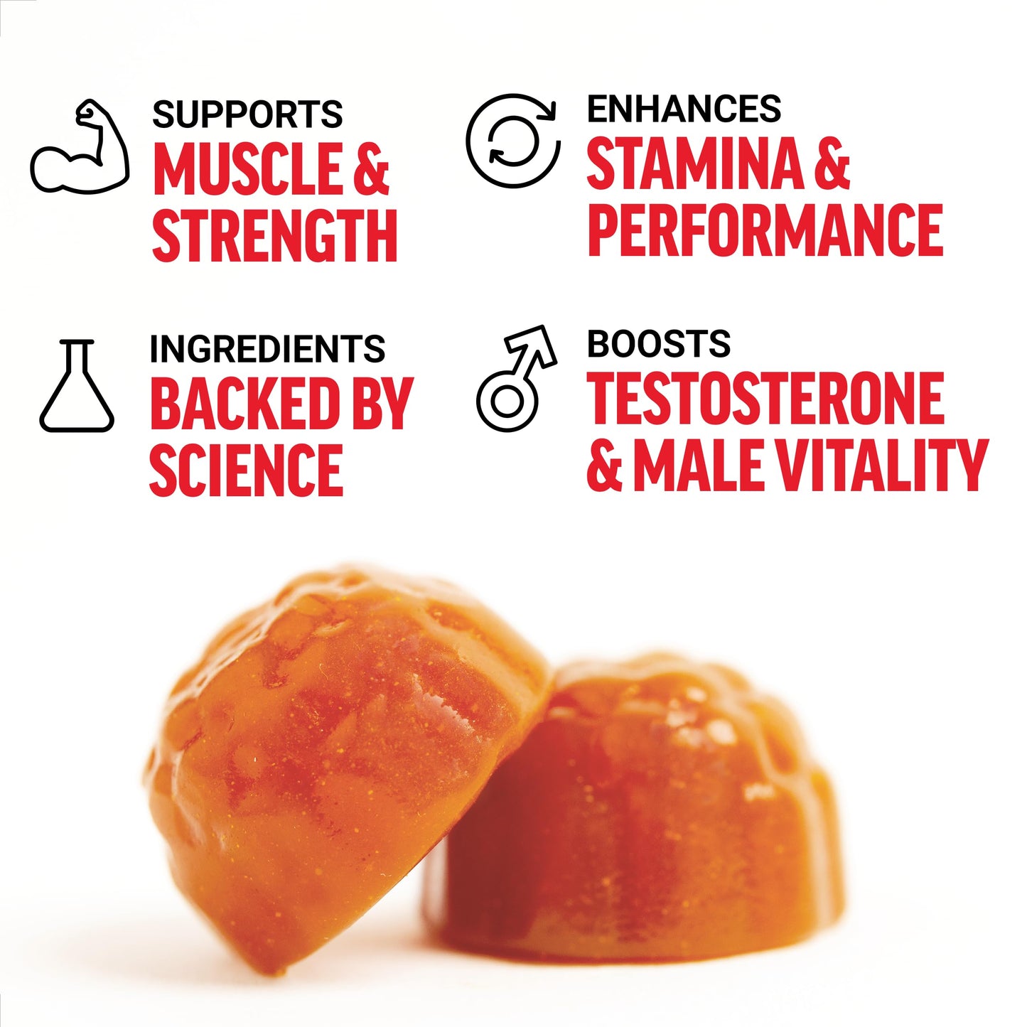 Force Factor Test X180 Gummies, Testosterone Booster Supplement for Men | with Tongkat Ali, Horny Goat Weed, Tribulus Terrestris, Fenugreek, & Black Maca, Berry Punch, 60 Gummies