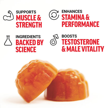 Force Factor Test X180 Gummies, Testosterone Booster Supplement for Men | with Tongkat Ali, Horny Goat Weed, Tribulus Terrestris, Fenugreek, & Black Maca, Berry Punch, 60 Gummies