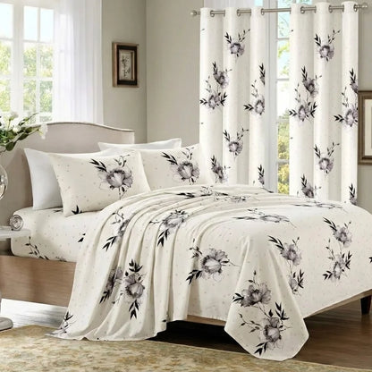US Warehouse Stock,8-Piece Printed Bed Set,Full Sizes,Elegant Floral Print,Soft Fabric,Year-Round Cozy Comfort Bedroom Bed Linen