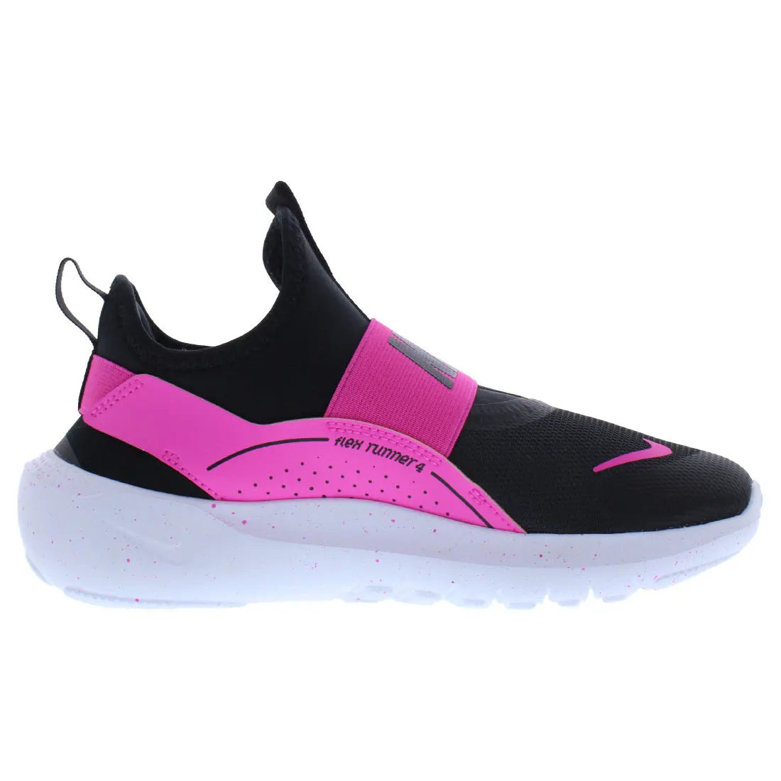For Flex Runner 4 GS Girls Shoes Breathable Slip-On Solid Laser Fuchsia Black White Walking Style