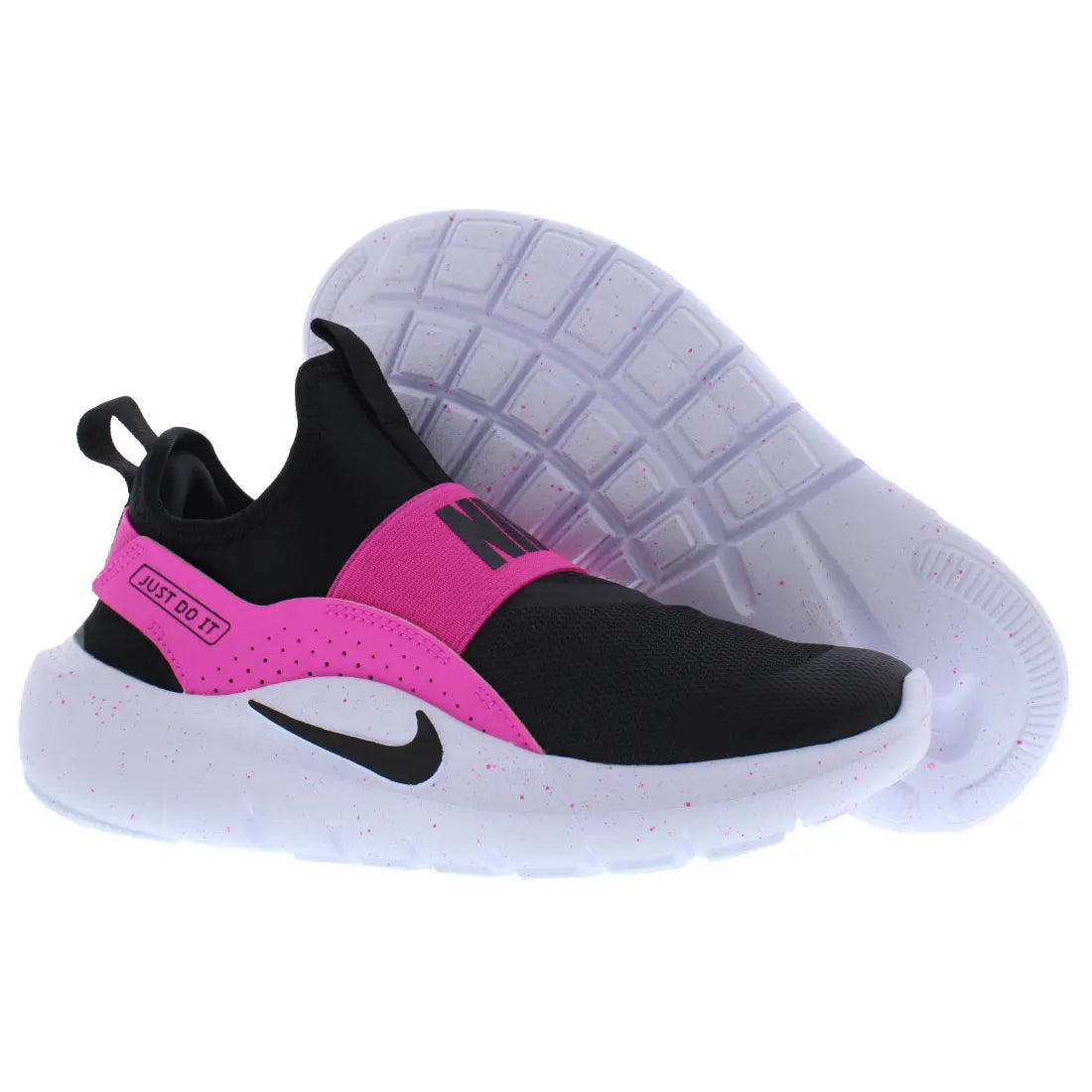 For Flex Runner 4 GS Girls Shoes Breathable Slip-On Solid Laser Fuchsia Black White Walking Style