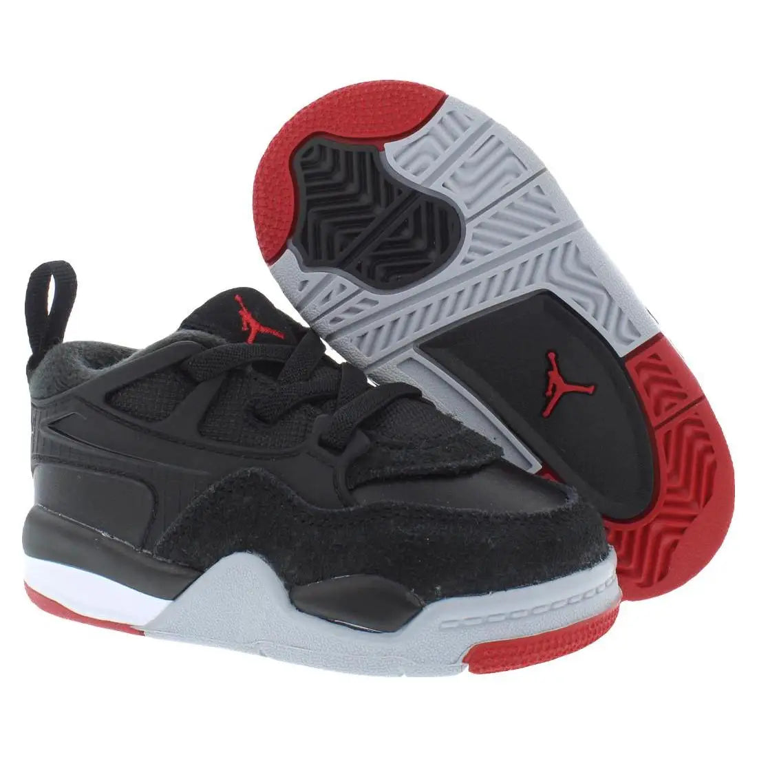 Jordan 4 Rm Infant Toddler Shoes Black Varsity Red Wolf Grey Basketball Style