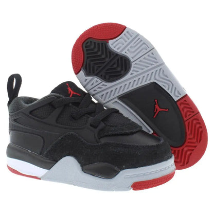 Jordan 4 Rm Infant Toddler Shoes Black Varsity Red Wolf Grey Basketball Style