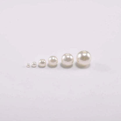 10-1000pcs/lot 3-20mm Straight Holes Acrylic Imitation Pearl Beige Bracelet Round Beads For DIY Craft Jewelry Making Supplies