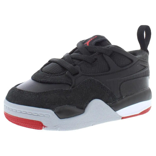 Jordan 4 Rm Infant Toddler Shoes Black Varsity Red Wolf Grey Basketball Style