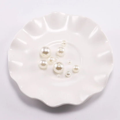 10-1000pcs/lot 3-20mm Straight Holes Acrylic Imitation Pearl Beige Bracelet Round Beads For DIY Craft Jewelry Making Supplies