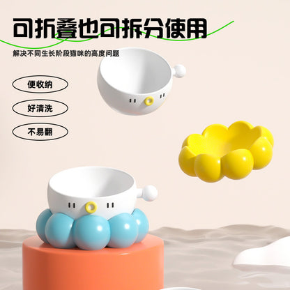 Ceramic Pet Bowl, Universal Non-Slip Cat and Dog Food Bowl, Neck Guard, Slanted Mouth Bowl, Detachable, Deepened, Anti-Splash Water Bowl Set
