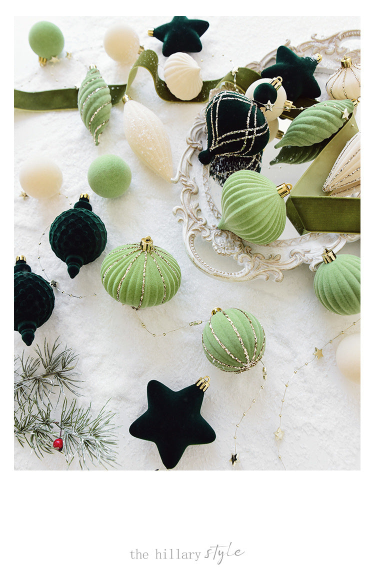 NUCHI cross-border Christmas decorations Christmas ball flocking ball Christmas ball Christmas ball Christmas tree decoration pendant