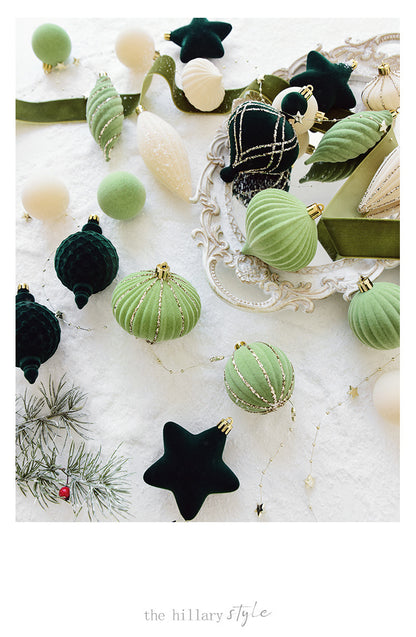NUCHI cross-border Christmas decorations Christmas ball flocking ball Christmas ball Christmas ball Christmas tree decoration pendant