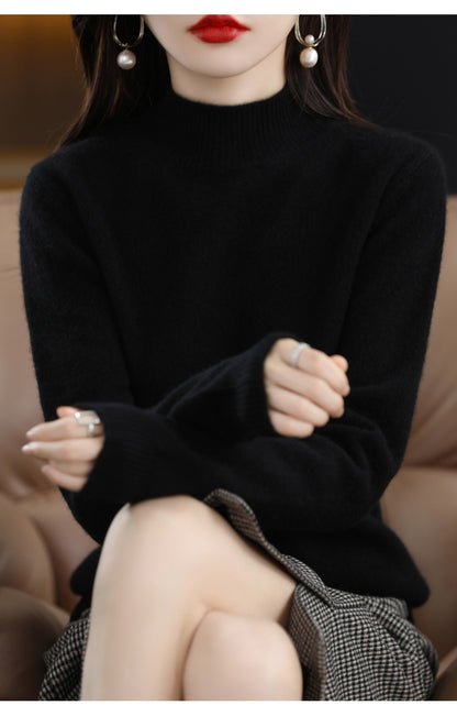 Autumn and Winter New Sweater Women's Half-turtleneck Long-sleeved Women's Top Loose Slimming All-match Sweater Pullover Sweater