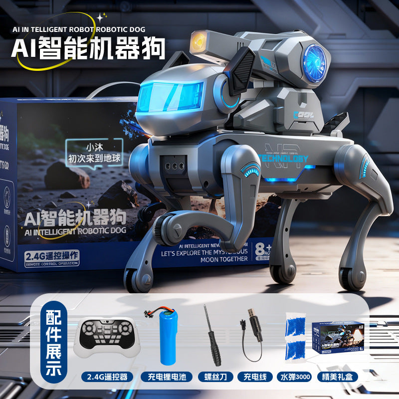 Remote Control Ai Smart Toy Robot Dog Children's Water Bomb Mechanical Dog Toy Companion Interactive Programming Birthday Gift