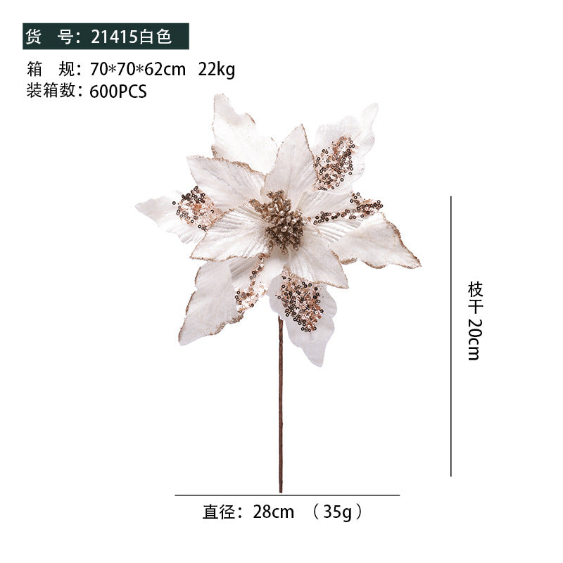 New In-Stock Handmade Powder-Adhesive Korean-Style Artificial Flowers Christmas Decorations Christmas Tree Ornaments Christmas Flowers