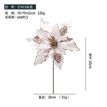 New In-Stock Handmade Powder-Adhesive Korean-Style Artificial Flowers Christmas Decorations Christmas Tree Ornaments Christmas Flowers