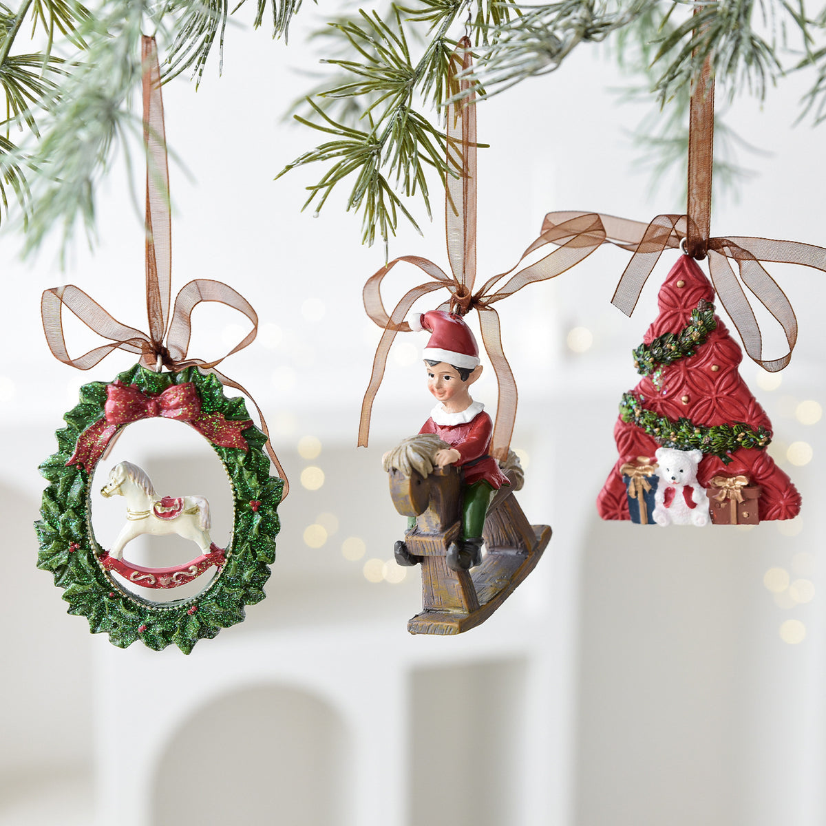Nuchi Cross-Border Retro Resin Christmas Tree Ornaments Christmas Decoration Wreath Hanging Decorations Christmas Decoration Gifts