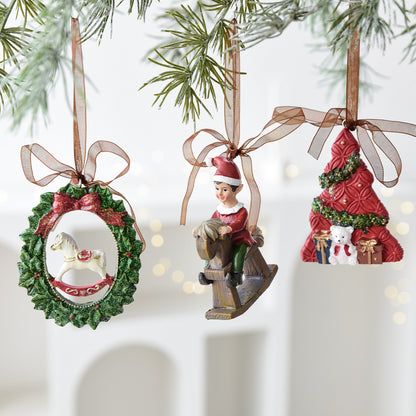 Nuchi Cross-Border Retro Resin Christmas Tree Ornaments Christmas Decoration Wreath Hanging Decorations Christmas Decoration Gifts