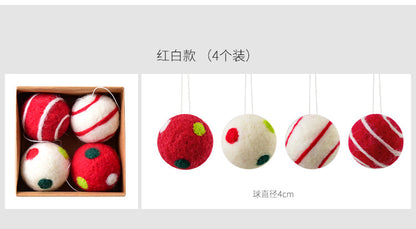 Nuchi Cross-Border Christmas Decorations Wool Felt Christmas Balls Snowflake Christmas Balls Christmas Tree Decoration Balls Hanging