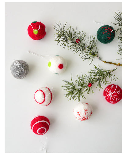 Nuchi Cross-Border Christmas Decorations Wool Felt Christmas Balls Snowflake Christmas Balls Christmas Tree Decoration Balls Hanging