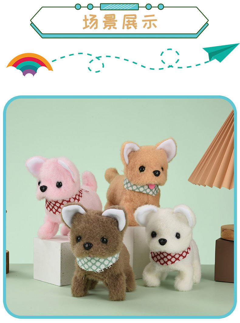 Electric plush puppy can walk, bark, nod, wag tail, erect ear scarf dog electronic pet children's toy