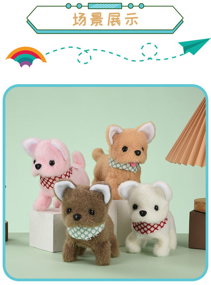 Electric plush puppy can walk, bark, nod, wag tail, erect ear scarf dog electronic pet children's toy