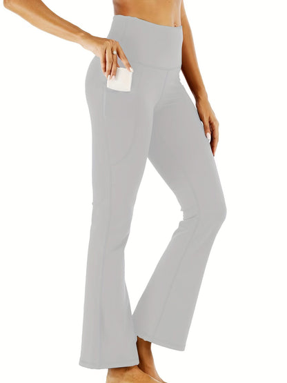 Popular cross-border Amazon yoga pants European and American high waist pocket flared wide leg sexy running pants women's hip lifting wicking