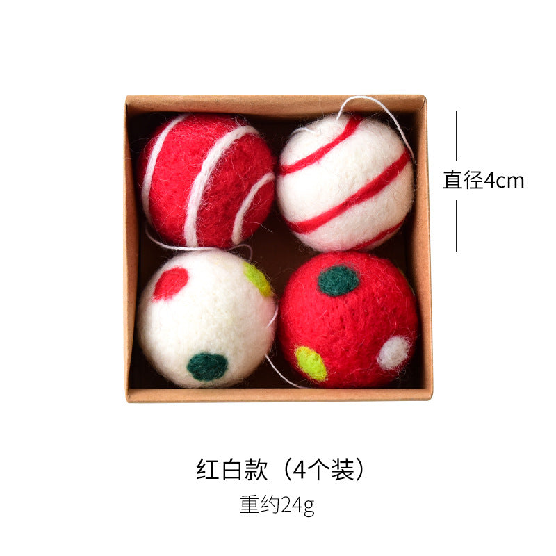 Nuchi Cross-Border Christmas Decorations Wool Felt Christmas Balls Snowflake Christmas Balls Christmas Tree Decoration Balls Hanging