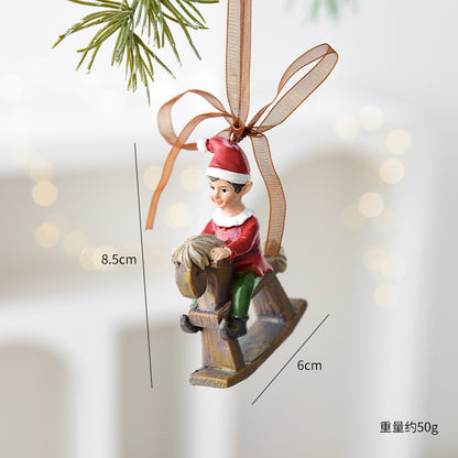 Nuchi Cross-Border Retro Resin Christmas Tree Ornaments Christmas Decoration Wreath Hanging Decorations Christmas Decoration Gifts