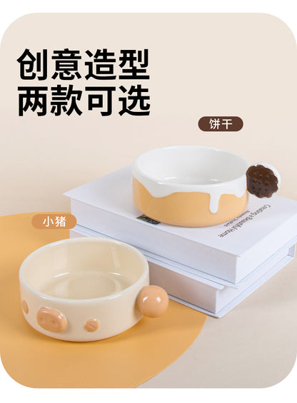 Leyoupai cat bowl ceramic neck protection Pet Bowl cat dog drinking double bowl anti-knock dog bowl Cat Basin pet tableware