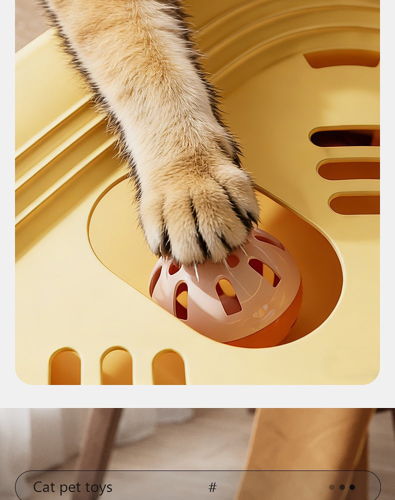 Cat Toy Interactive Play Tray Self-Entertainment Boredom-Relief Cat Toy Feather Bell Cat Teaser Stick Pet Educational Toy