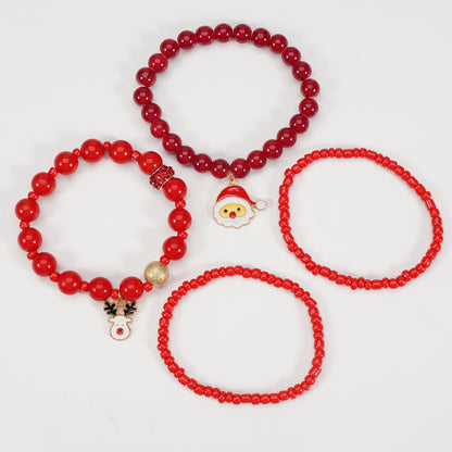 Christmas bracelet elastic rope bracelet snowman snowflake Christmas tree old man deer hat pendant bracelet gift