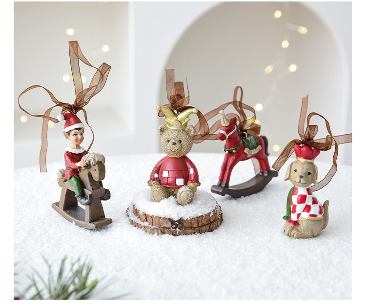 Nuchi Cross-Border Retro Resin Christmas Tree Ornaments Christmas Decoration Wreath Hanging Decorations Christmas Decoration Gifts