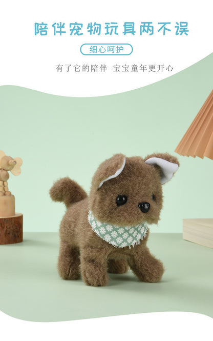 Electric plush puppy can walk, bark, nod, wag tail, erect ear scarf dog electronic pet children's toy