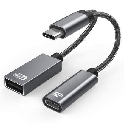 Cross-Border Two-In-One Multi-Function Adapter 60W Fast Charging Type-C to USB Otg Adapter Suitable for Apple 16