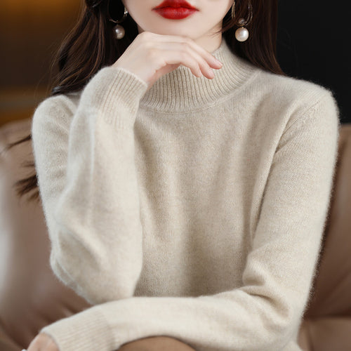 Autumn and Winter New Sweater Women's Half-turtleneck Long-sleeved Women's Top Loose Slimming All-match Sweater Pullover Sweater