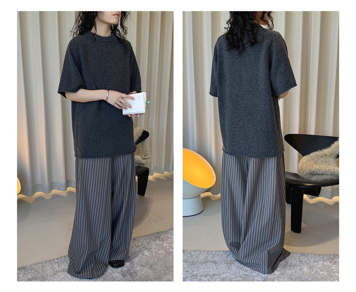 Louvre Early Spring New Korean Style Simple Round Neck Knitted Slightly Curled Sweater Soft and Comfortable Casual Top for Women