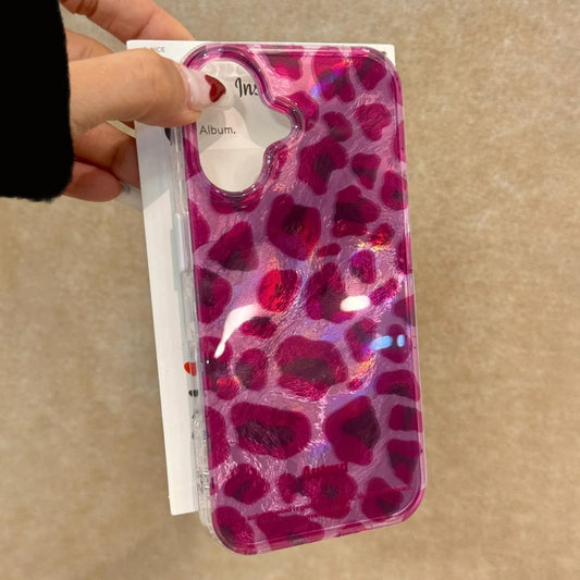 Purple Leopard Print Suitable for Apple 17Promax Mobile Phone Case Large Hole Swirl Goddess Stylish Iphone16 Protective Cover