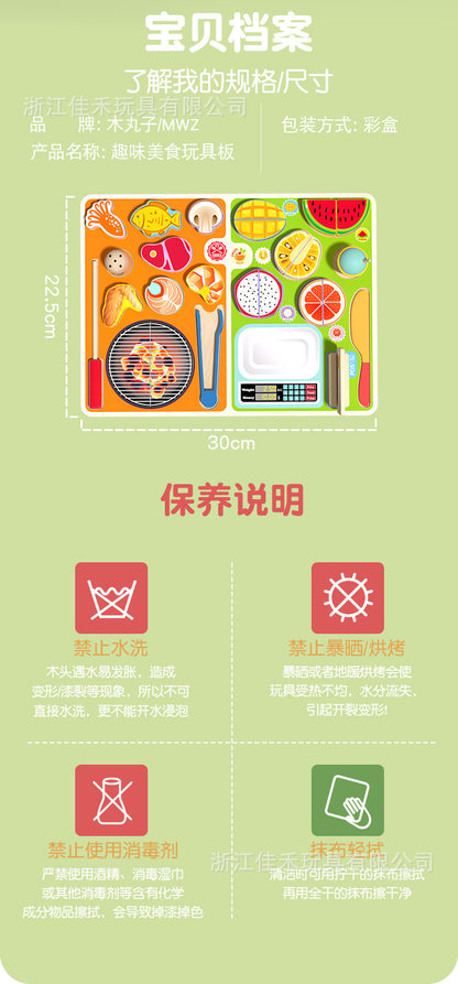 Children's Pretend Play Kitchen Toys Wooden Fruit Cutting Set Baby Cooking Beaded Puzzle Toys Wooden Toys
