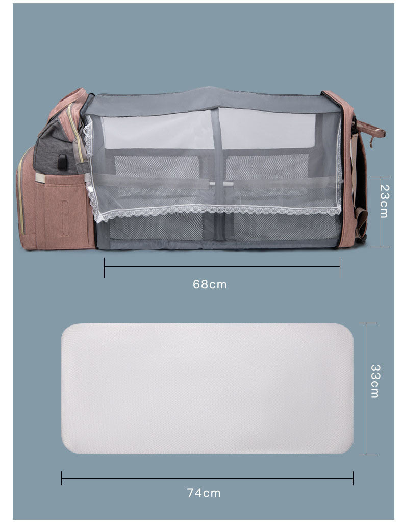 Cross-border Mummy Bag Anti-mosquito Multifunctional Folding Crib Back Milk Bag Travel Large Capacity Dry and Wet Separation Maternal and Baby Bag