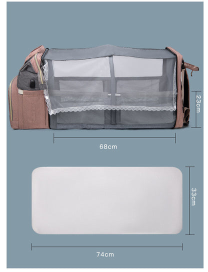 Cross-border Mummy Bag Anti-mosquito Multifunctional Folding Crib Back Milk Bag Travel Large Capacity Dry and Wet Separation Maternal and Baby Bag