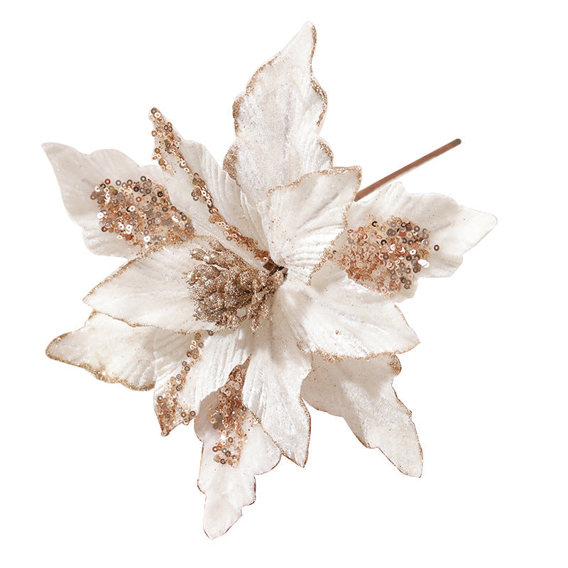 New In-Stock Handmade Powder-Adhesive Korean-Style Artificial Flowers Christmas Decorations Christmas Tree Ornaments Christmas Flowers